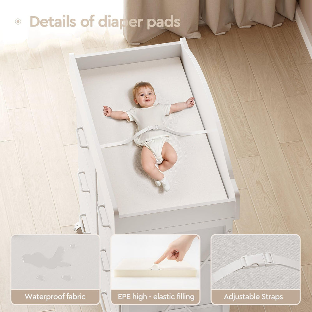 YeTom changing table pad is waterproof and easy to wipe clean for mess-free diaper changes.