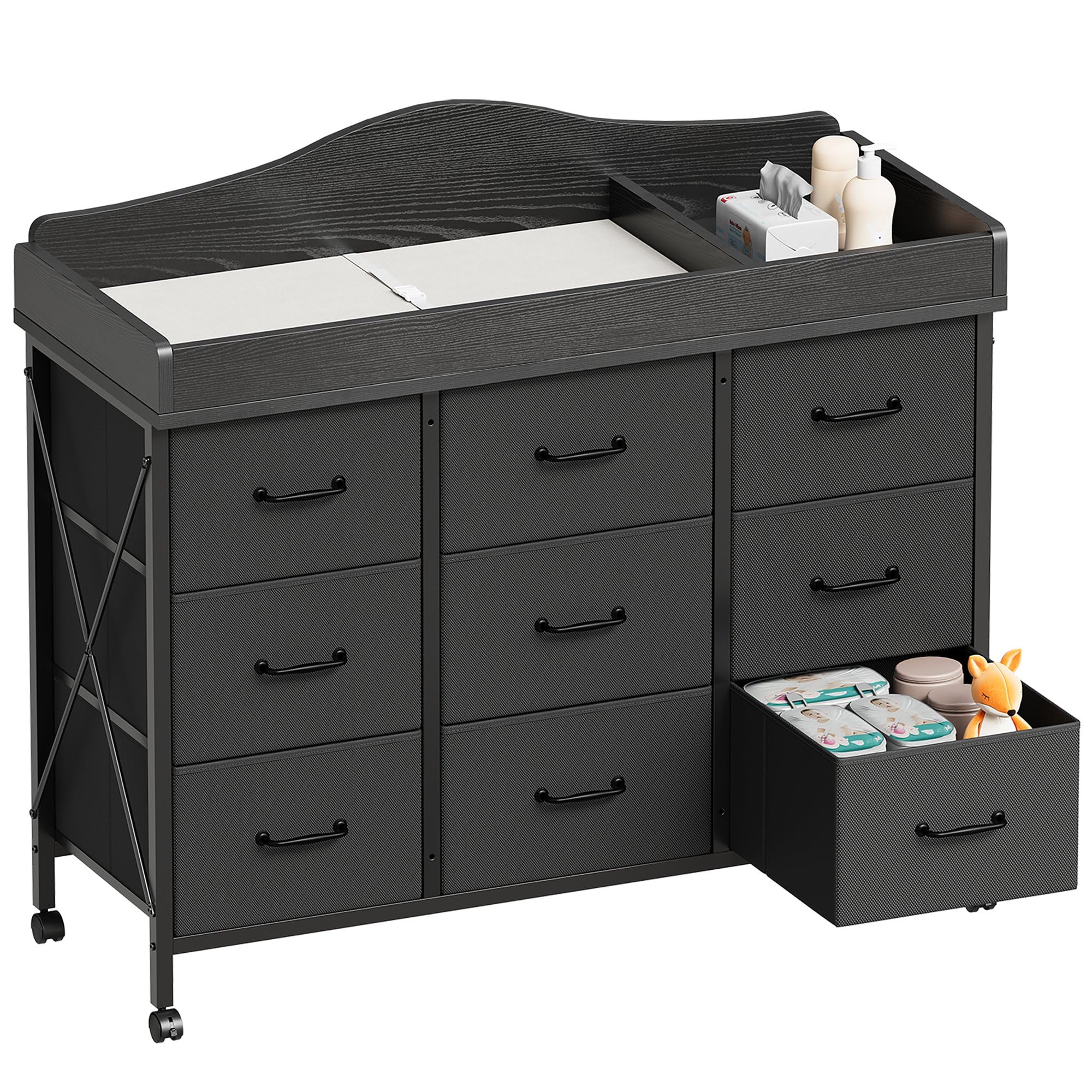 YeTom changing table top with waterproof pad for easy diaper cleanup