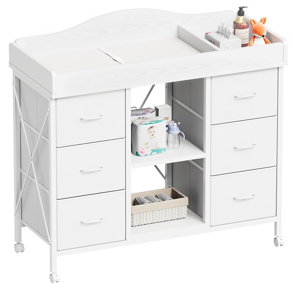 YeTom changing-table-top provides a sturdy surface for quick diaper changes.