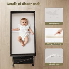 YeTom changing table wheels with safety locks enable easy mobility