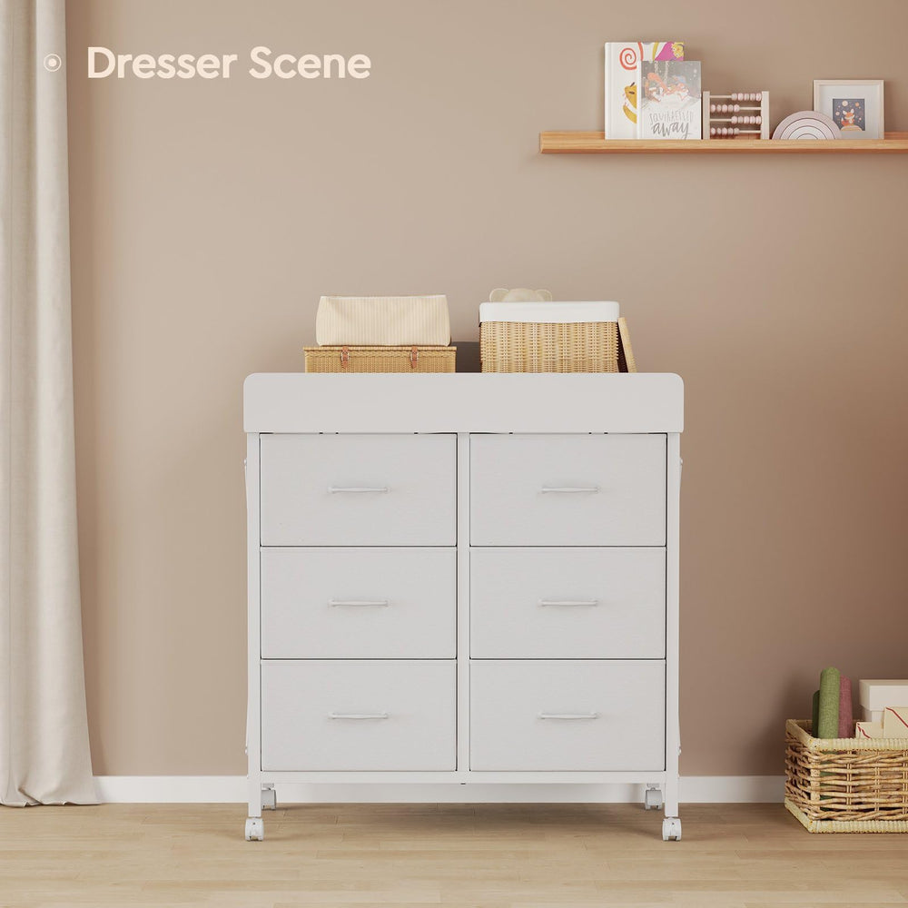 YeTom white compact baby furniture fits small nurseries without sacrificing storage.