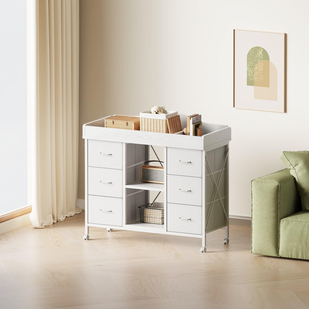 YeTom white-nursery-organizer adds stylish, practical storage to the nursery.