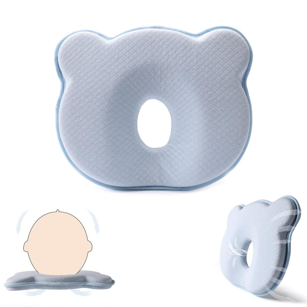 Yevclihds memory foam baby pillow cartoon bear front view promotes gentle head support