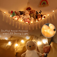 Beige Yewiwin hammock tassels add decorative charm while keeping plush toys tidy.