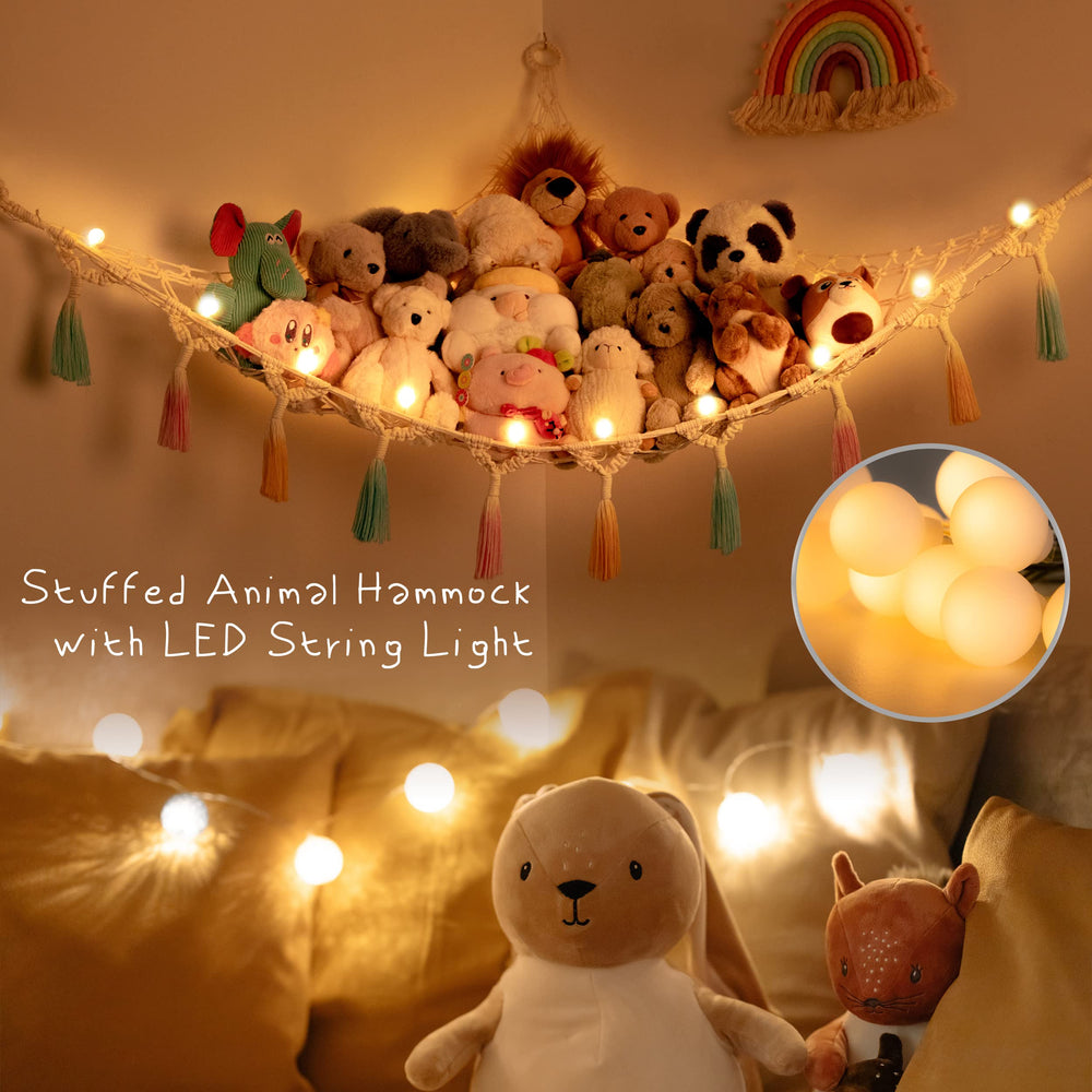 Yewiwin LED light attached to hammock enhances cozy, decorative ambiance in a kids' room.