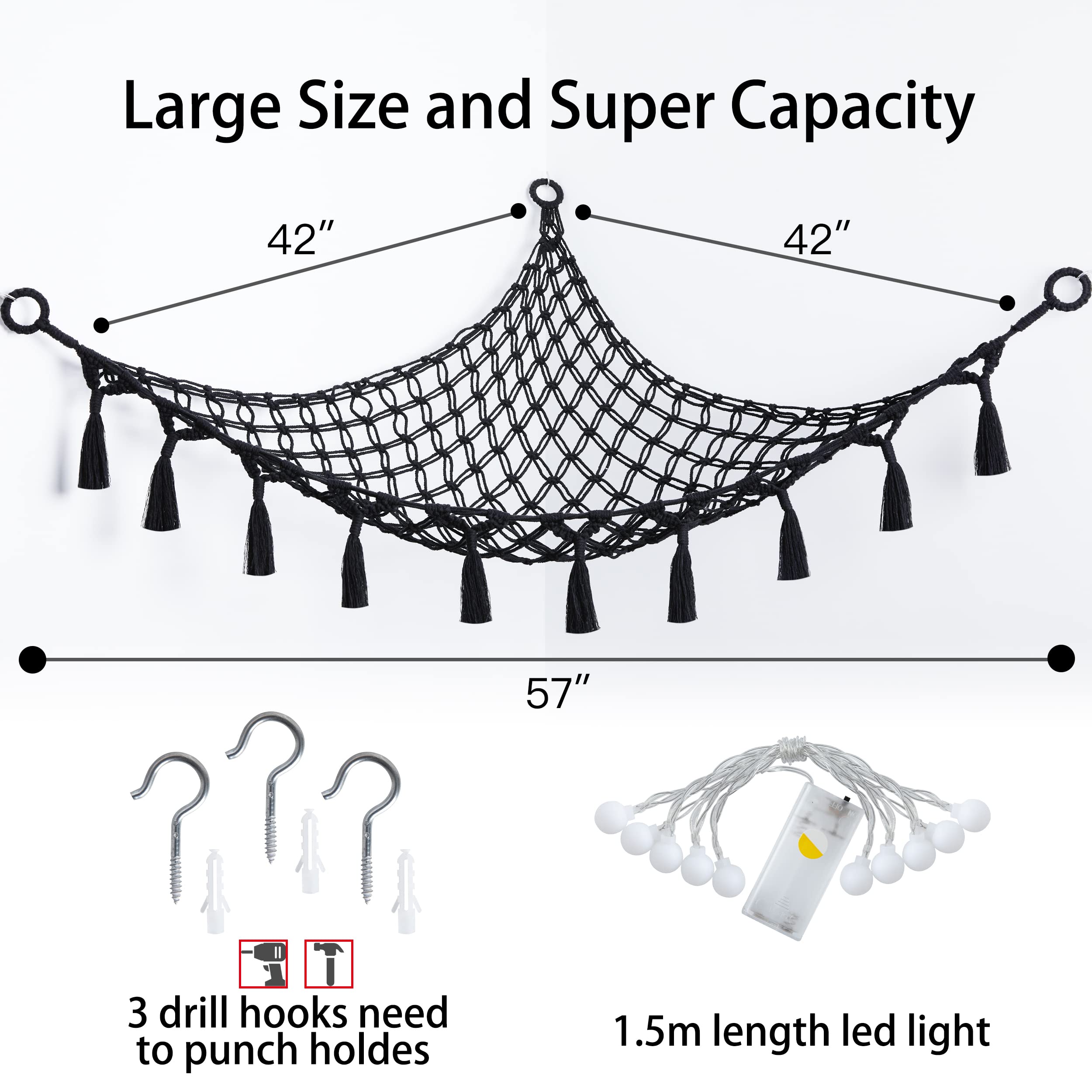 Yewiwin three hanging hooks ease installation and secure wall-mounted storage.