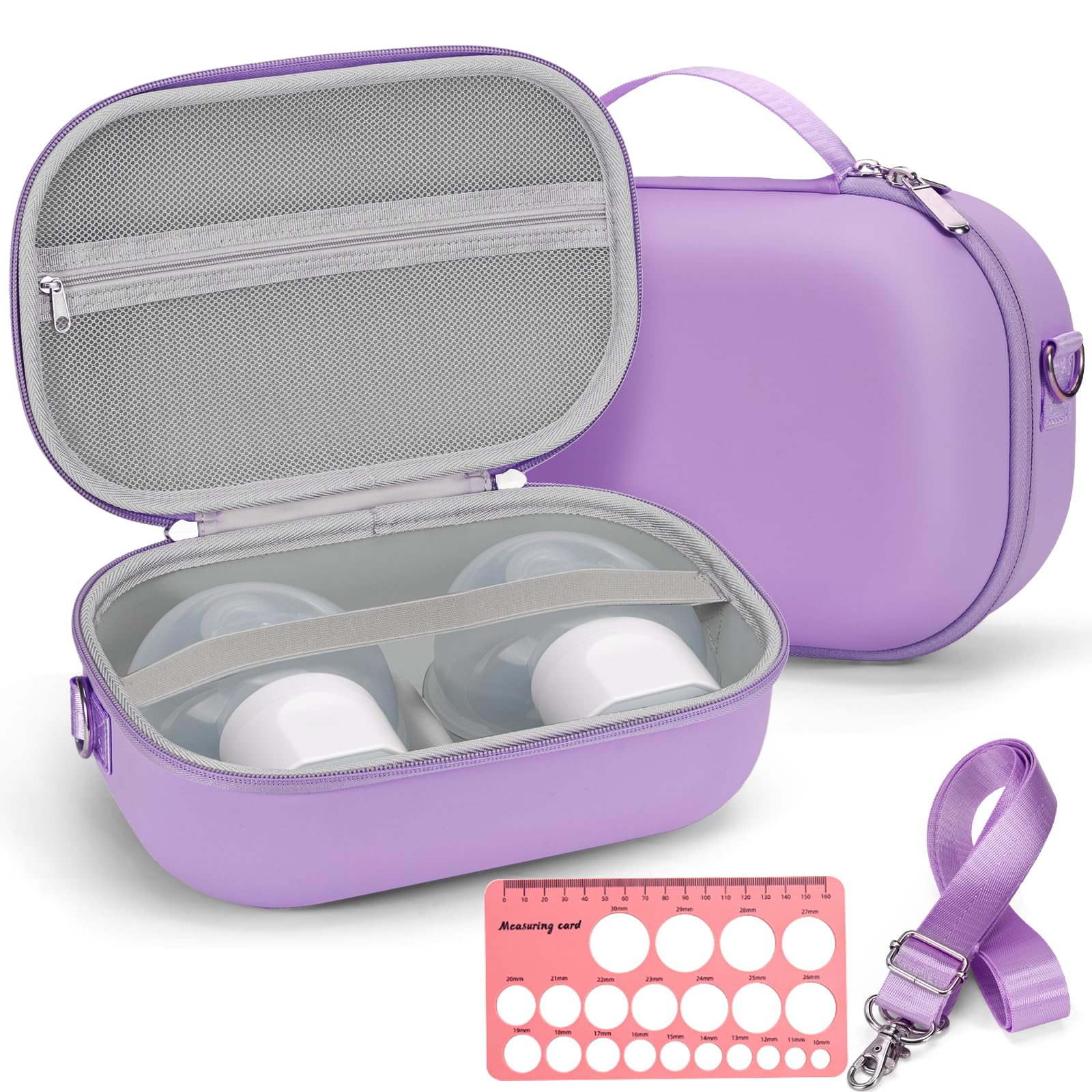 Yewltvep wearable breast pump bag closed front view with protective shell for travel.