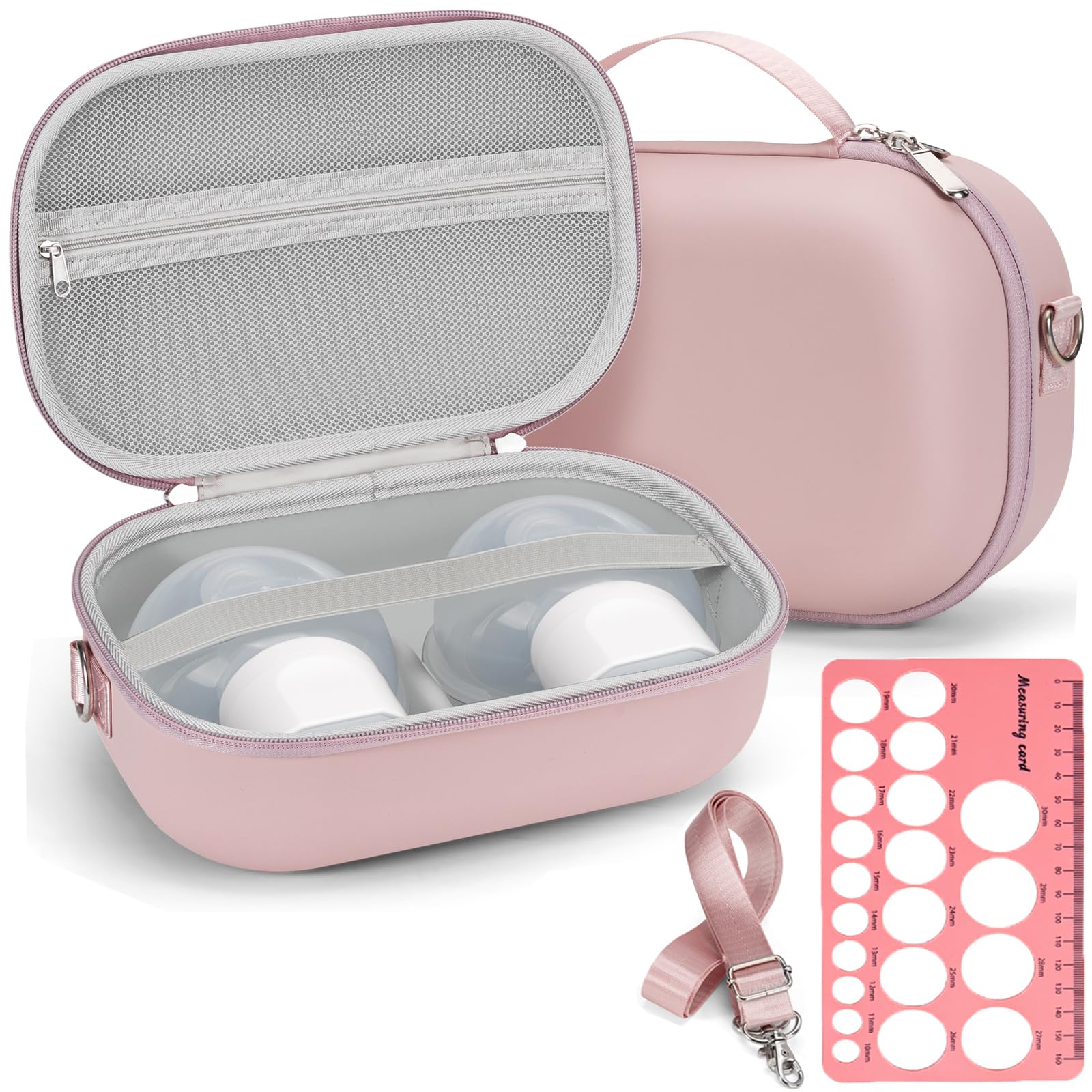 Yewltvep wearable breast pump bag front view in pink for discreet travel storage