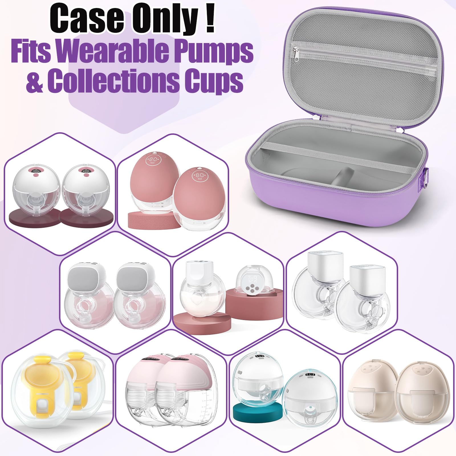 Yewltvep wearable breast pump bag removable tray inside stabilizes two pumps during travel.