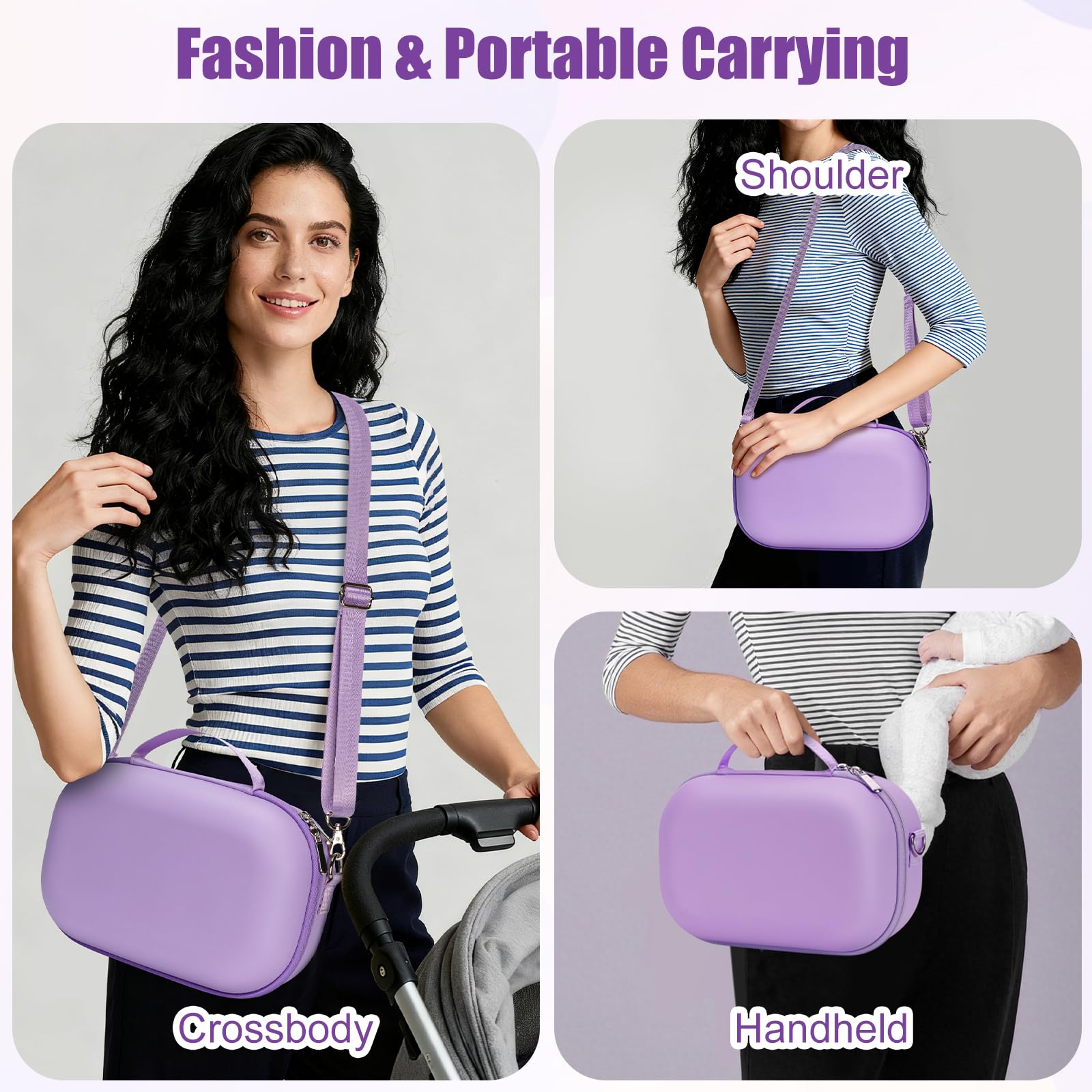 Yewltvep bag demonstrates two-pump capacity for on-the-go pumping.