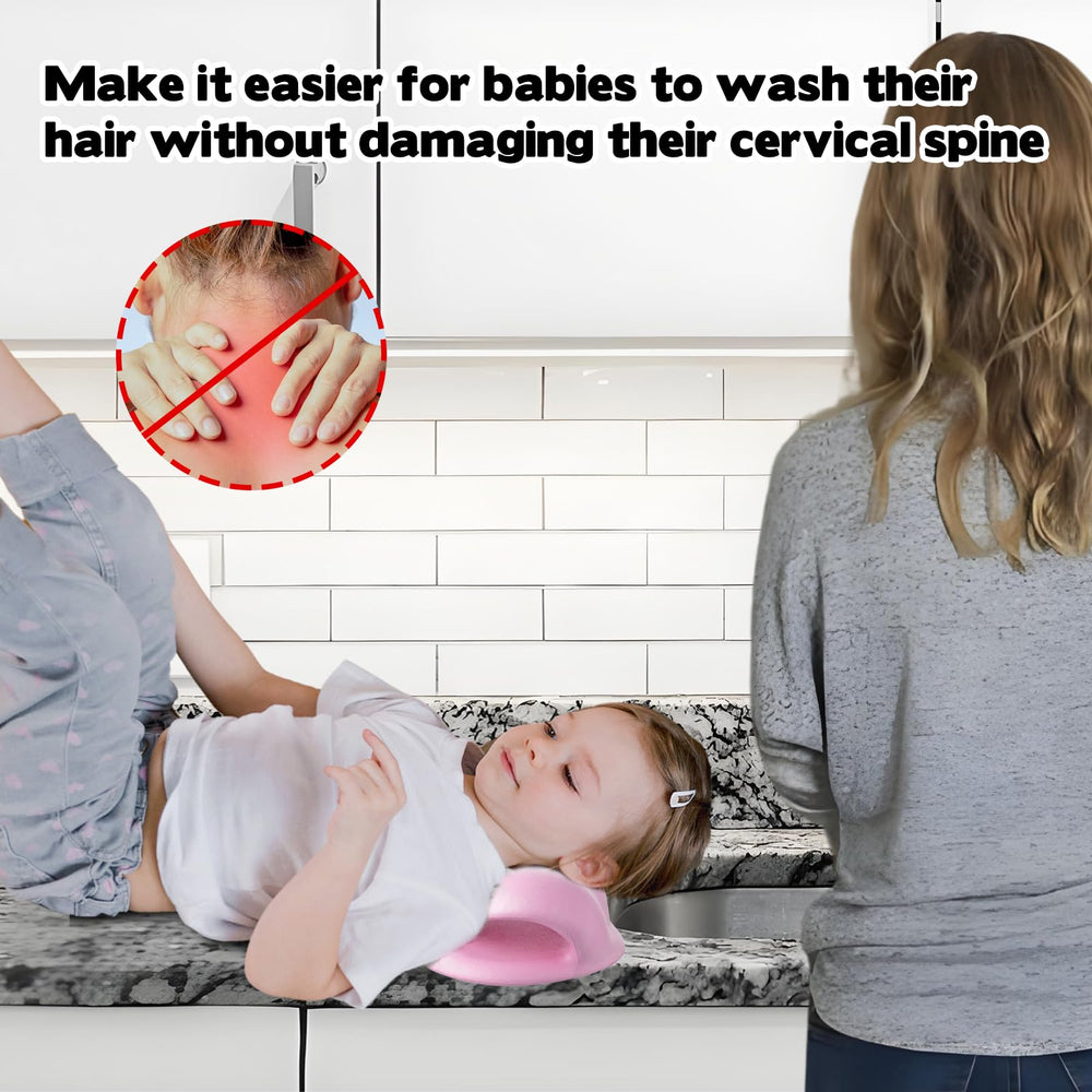 YEXEXINM neck pillow supports kid's neck during shampoo sessions.