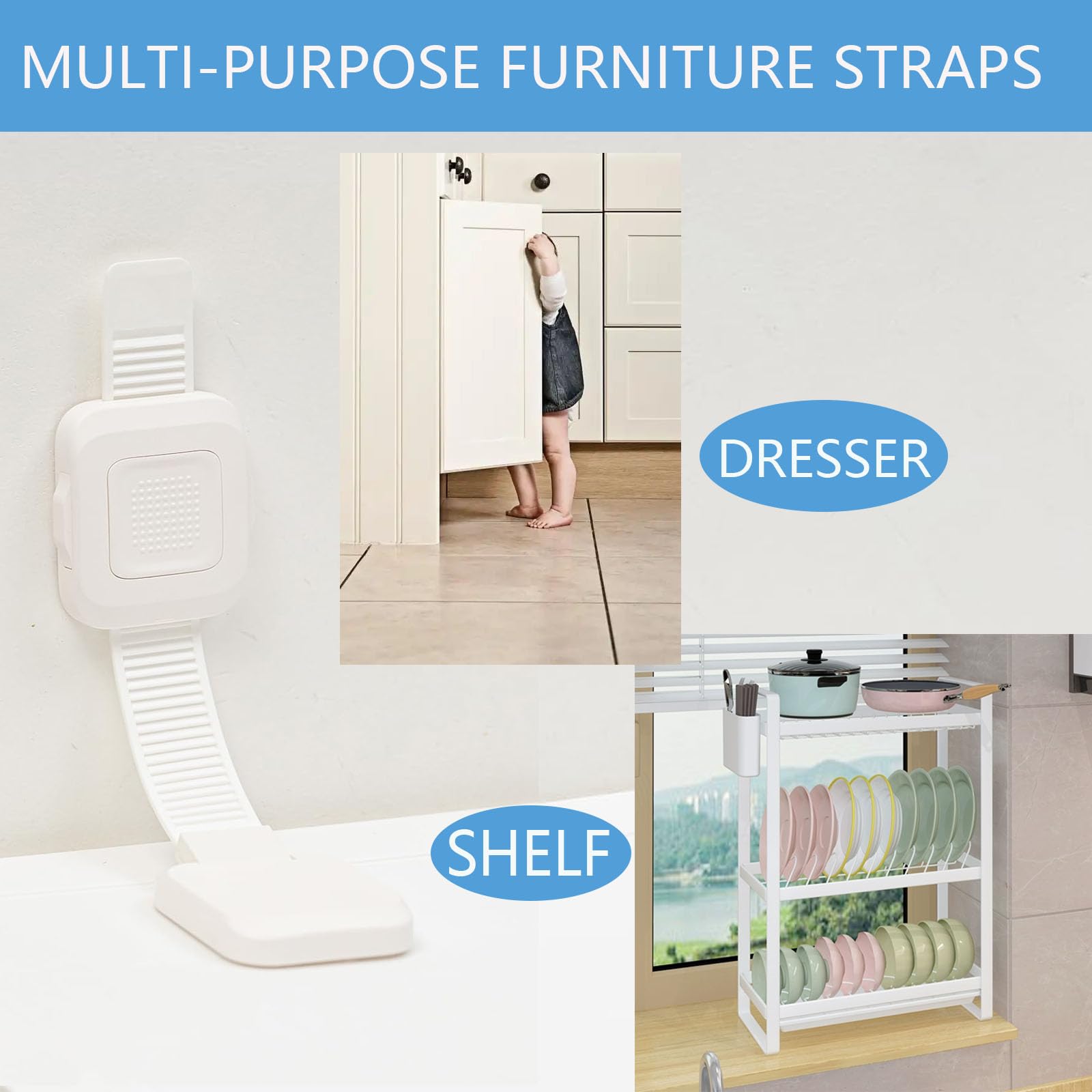 YEYA anti-tip design on a bookshelf ensures stable storage for curious kids.