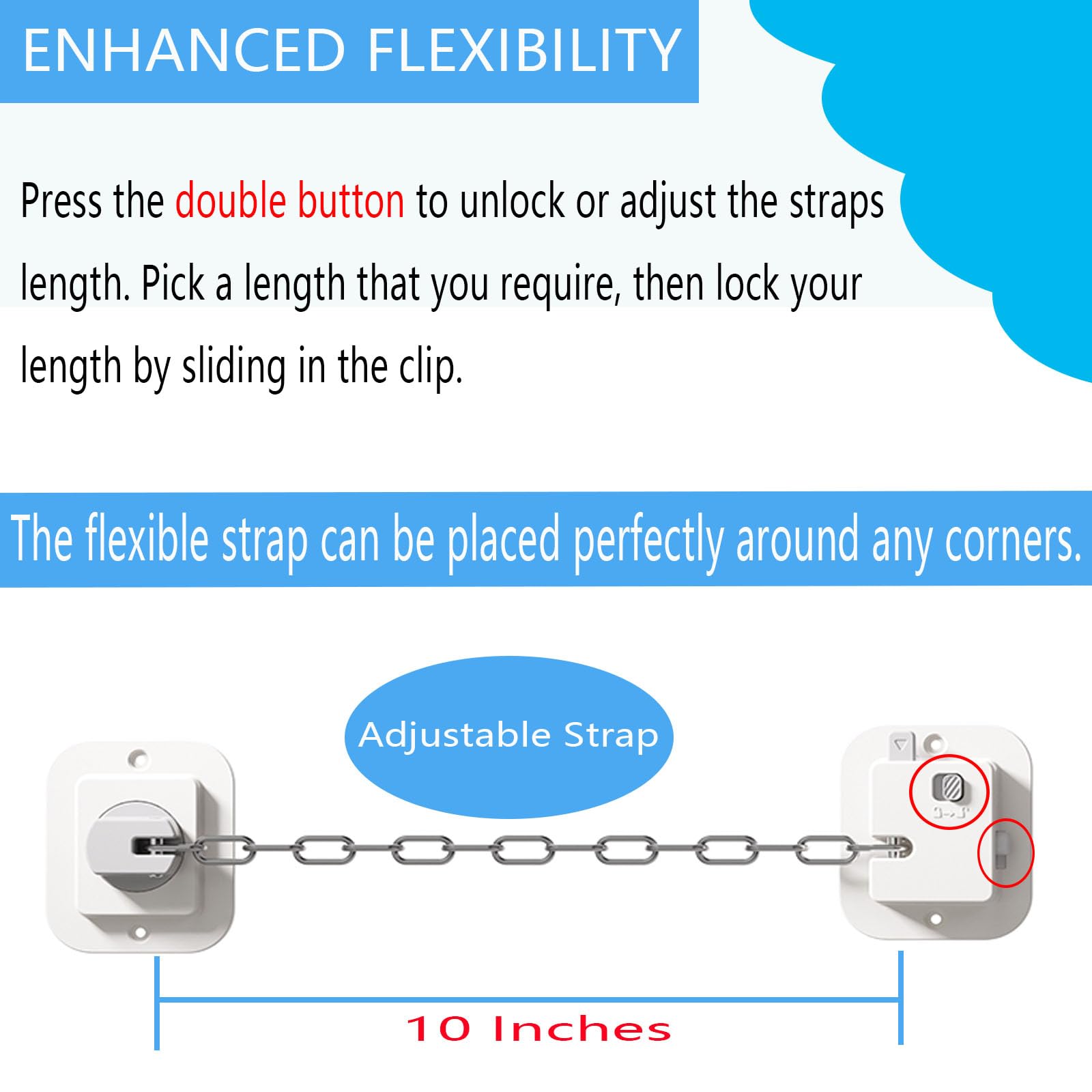 YEYA complete anti-tip kit with adhesive plates, chains, and install-ready components.