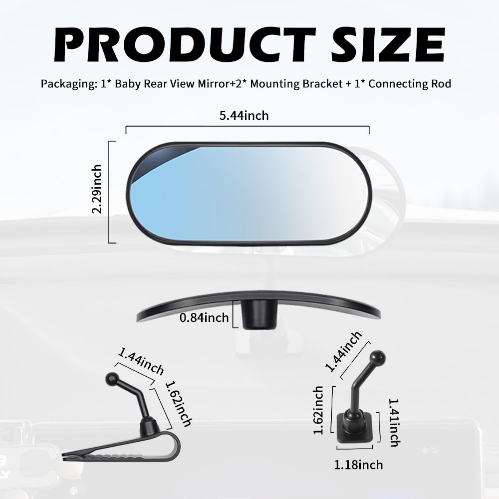 YGDMD baby mirror clip-on bracket enables quick sun-visor mounting for flexible positioning.