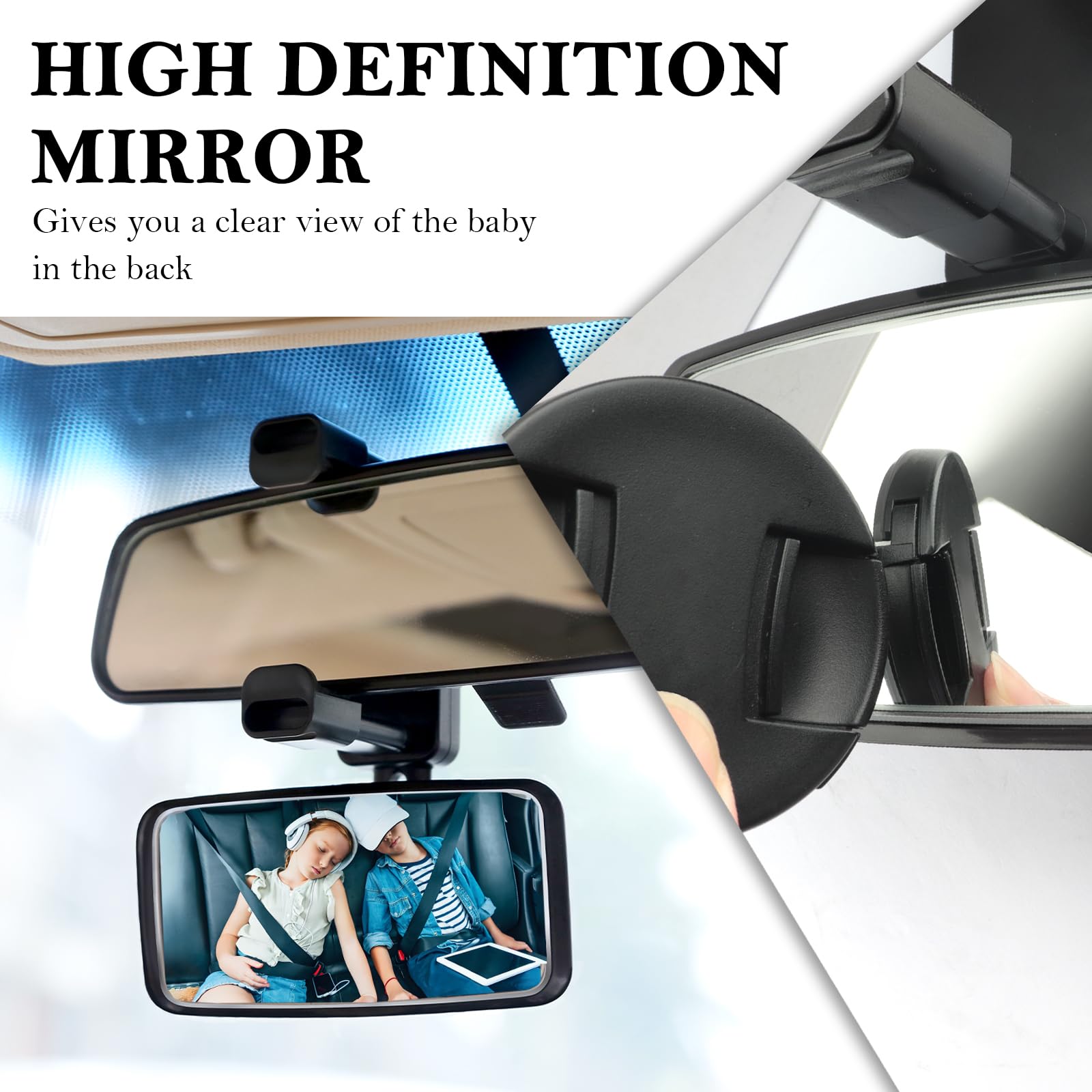 YGDMD 360-degree adjustable mirror helps parents angle for best baby visibility.