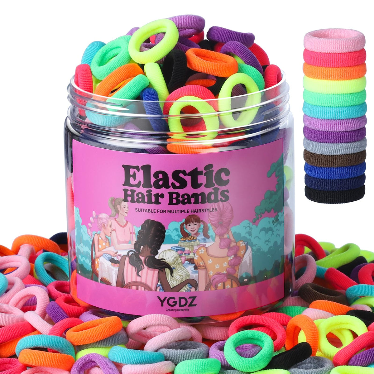 YGDZ cotton mini hair ties in a jar for easy storage and quick styling.