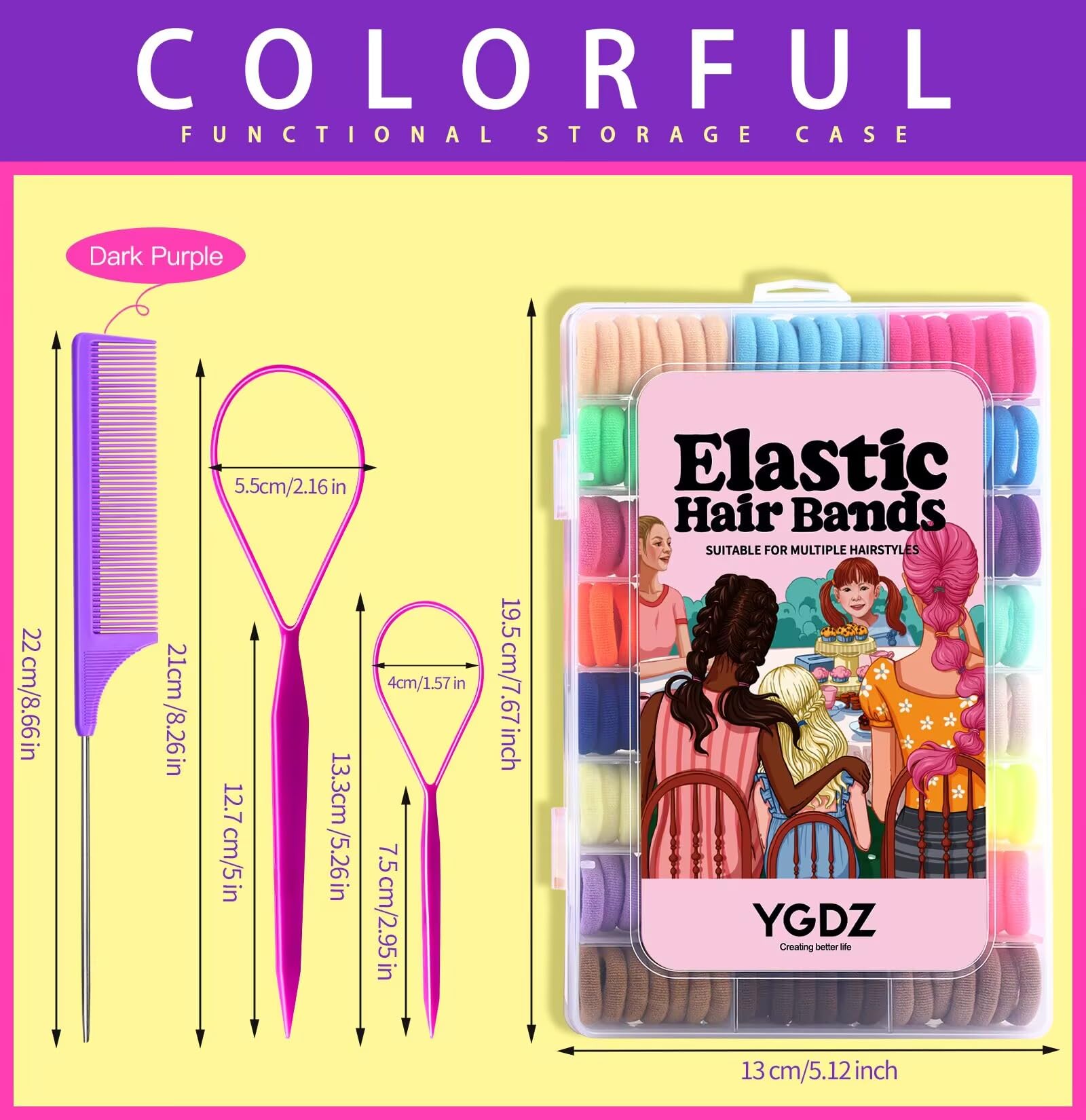YGDZ rat tail comb ABS for precise parting and backcombing