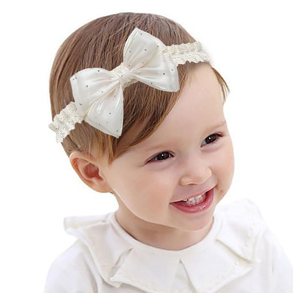 Yheahin ivory headband used as baby photography prop for portraits