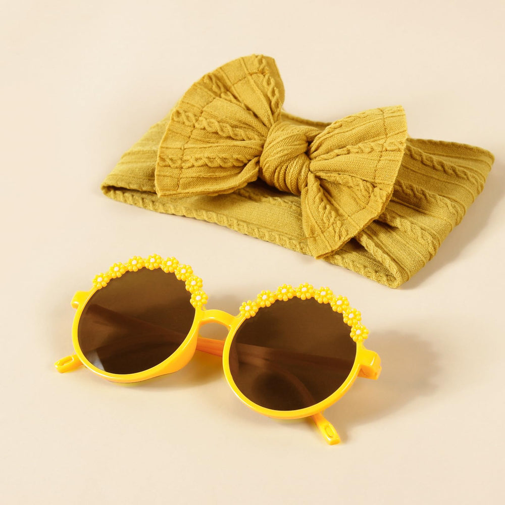 Yheahin baby outfit yellow enhances with headband and sunglasses for everyday wear
