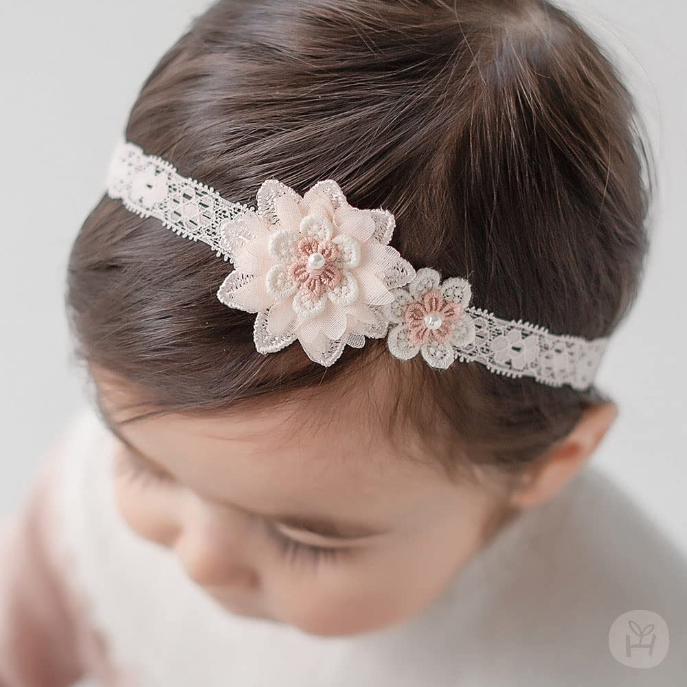 Yheahin chiffon bow-knot headband pink, elegant for birthdays or photos.