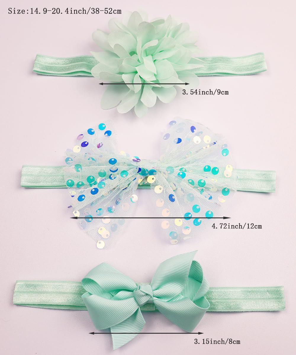 Yheahin green hair bows—cute accessories for baby shoots and gifting.