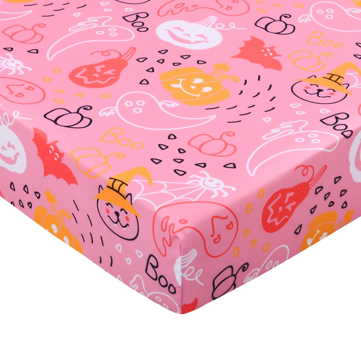 YHITBG Halloween crib sheets with pumpkins ghosts bats for playful nursery vibes
