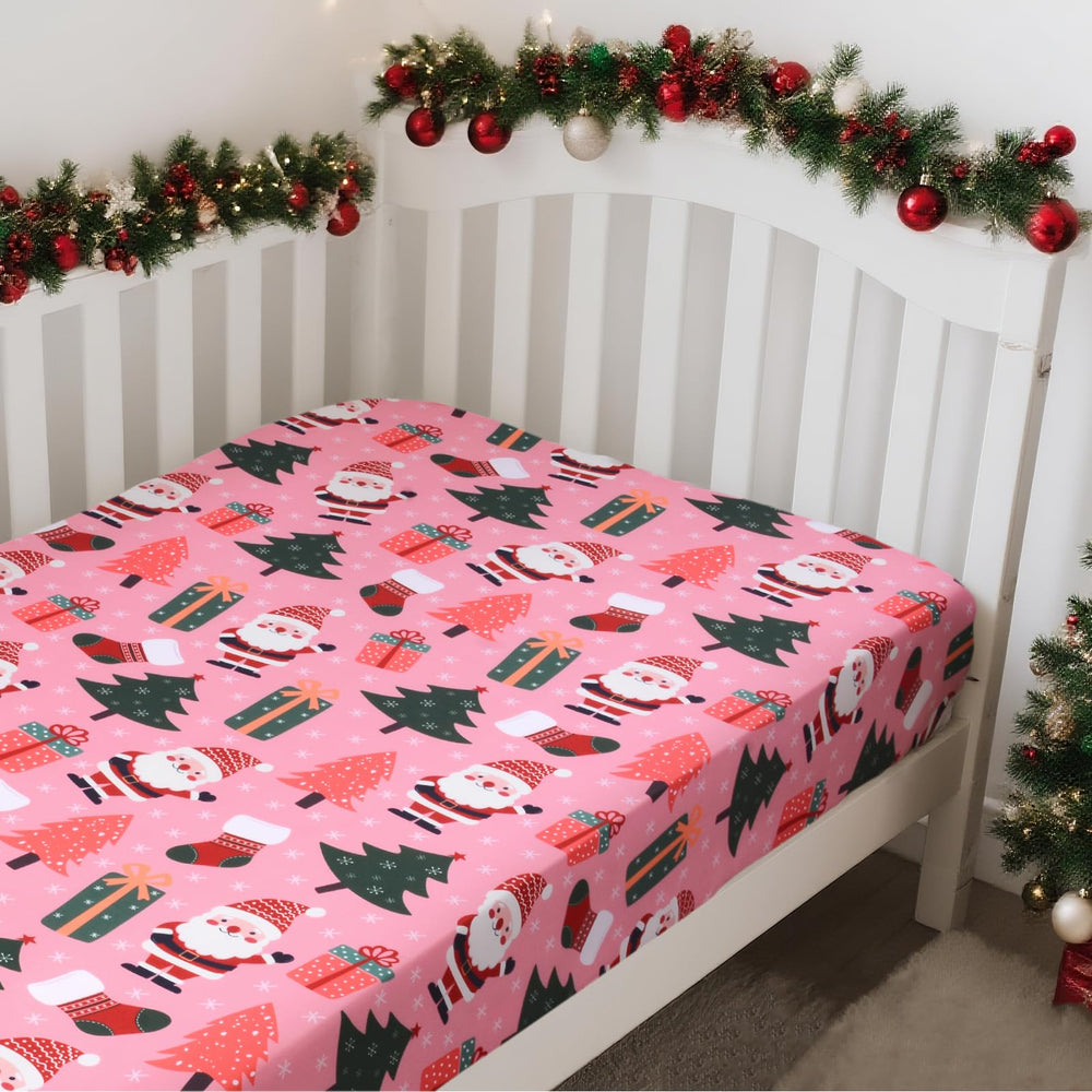 YHITBG Christmas crib sheet 52x28 fits standard crib securely.