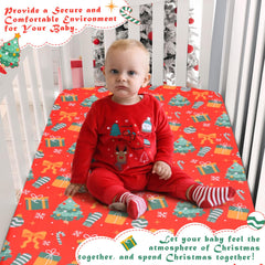 YHITBG Christmas crib sheet 52 by 28 inches demonstrates a flawless fit.