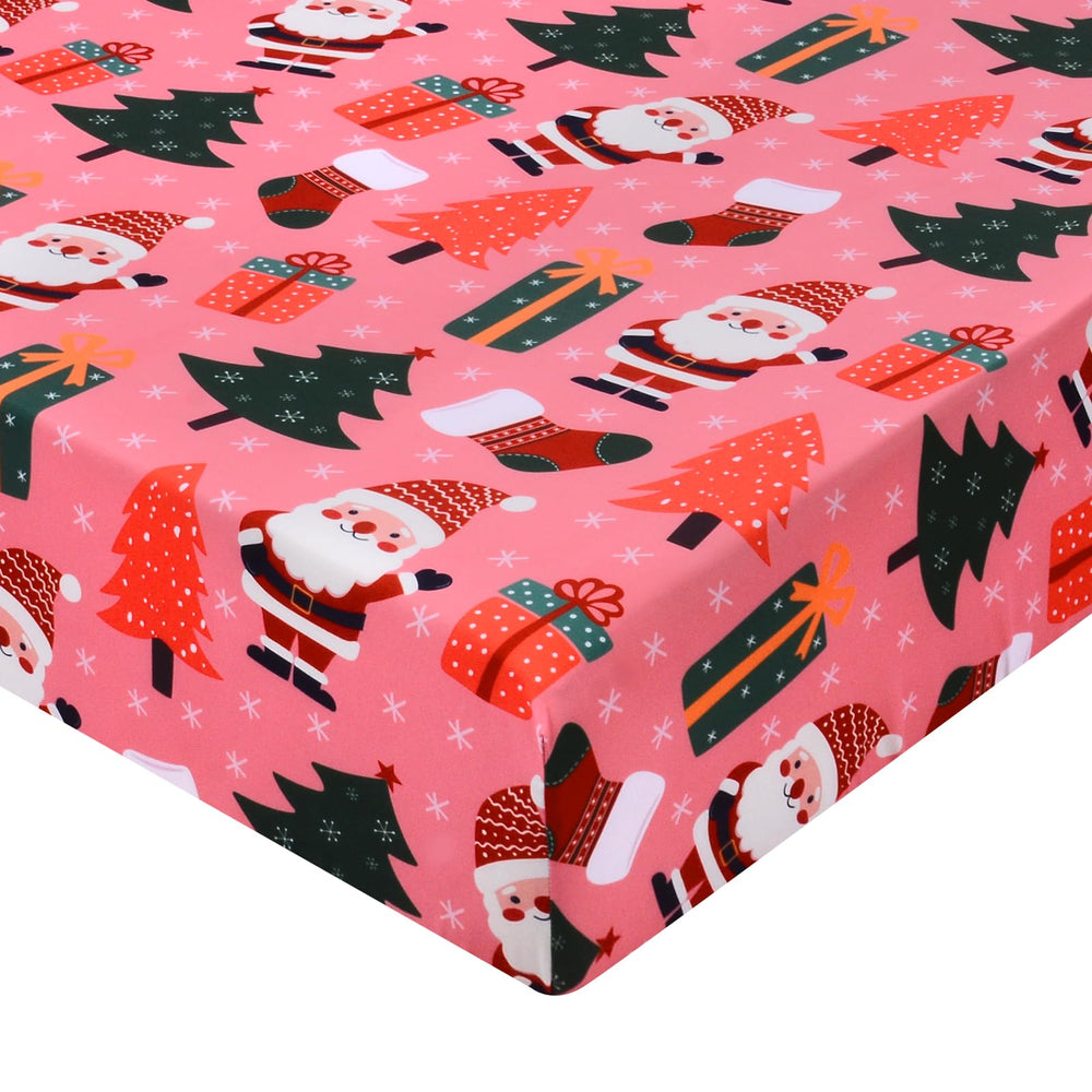 YHITBG Christmas crib sheet with Santa design for safe, cozy sleep.