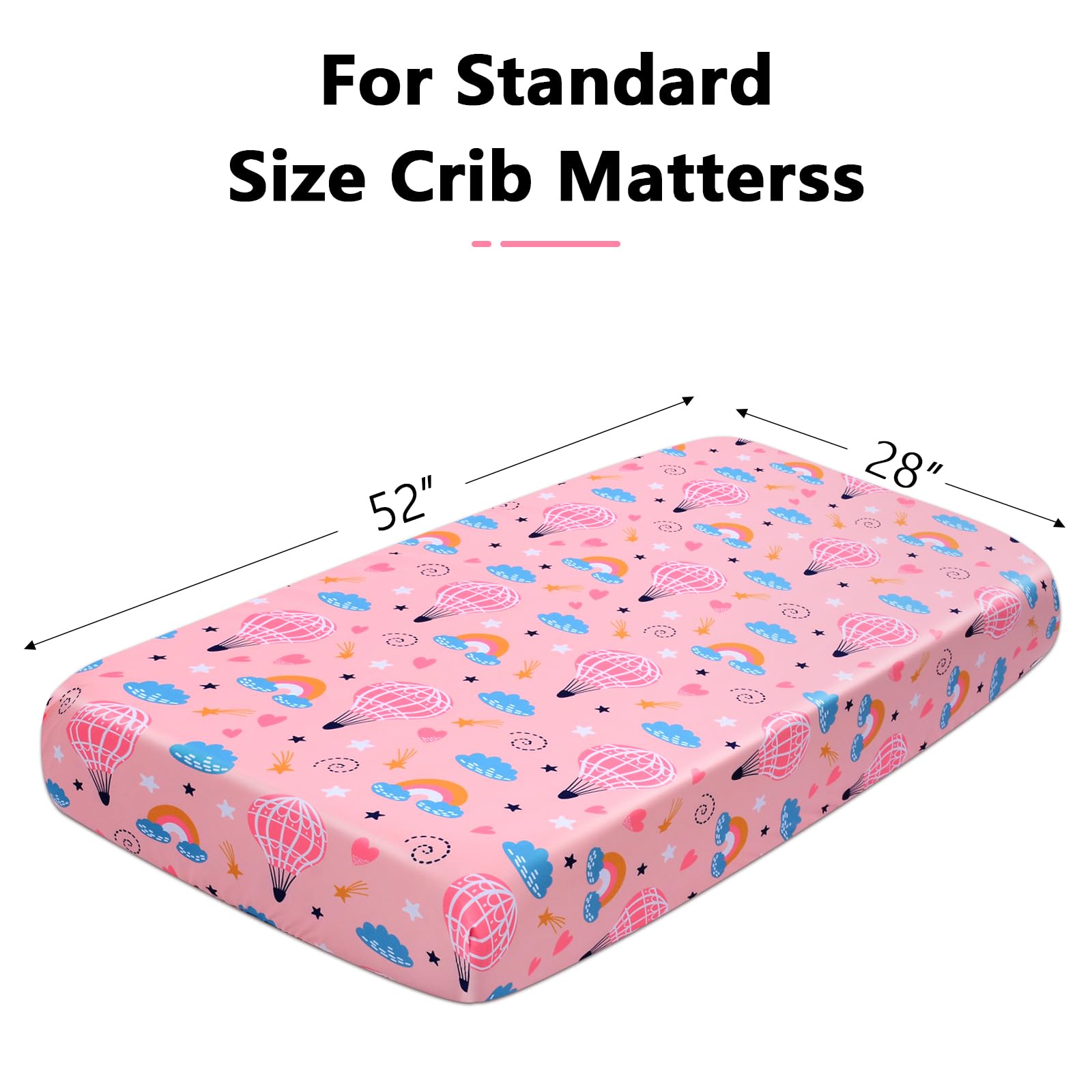 YHITBG deep-pocket 52x28 fit keeps the crib mattress snug and secure.