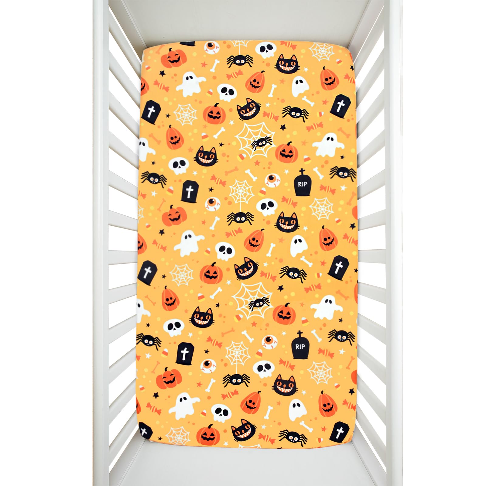 YHITBG skull motif crib sheet offers snug fit for nursery nights