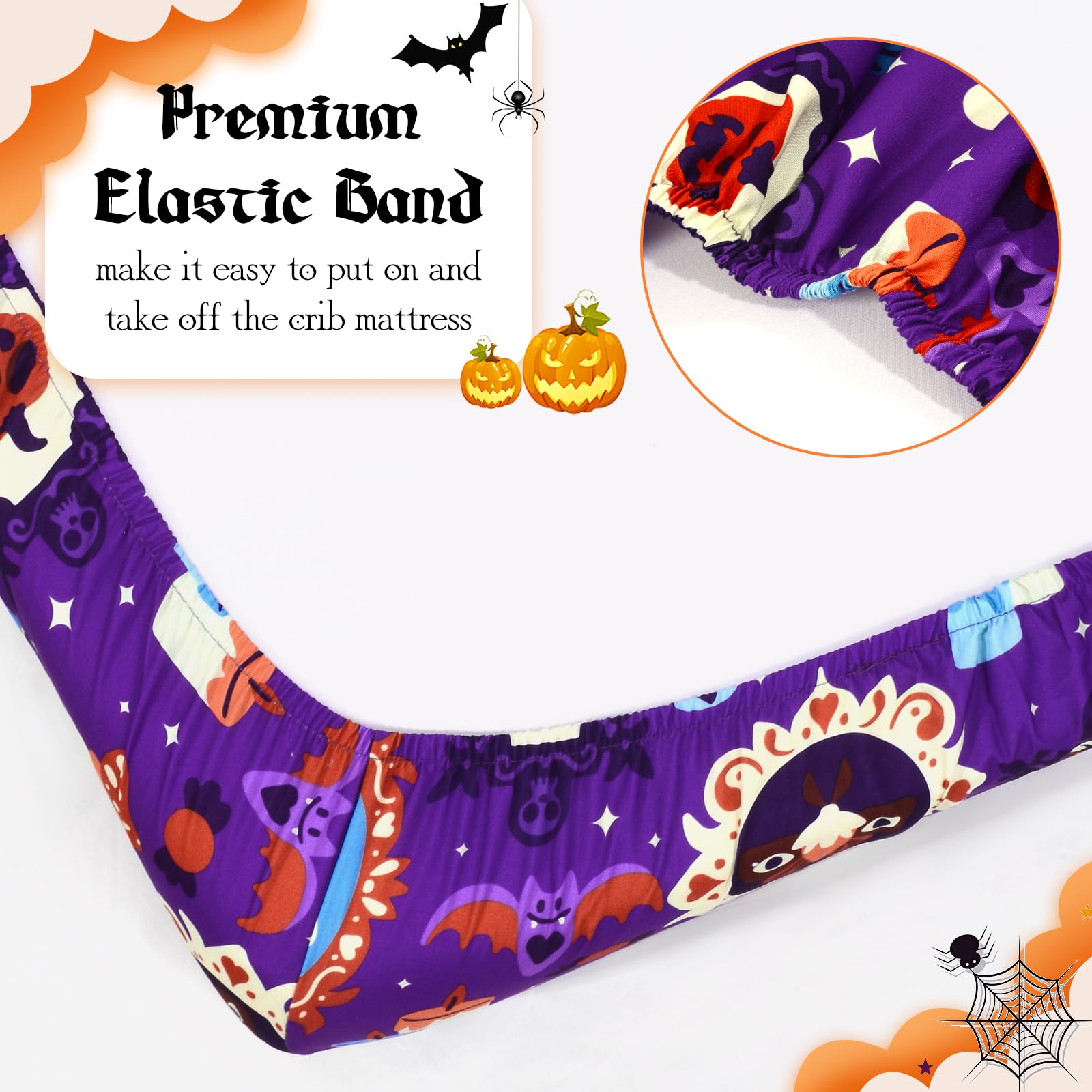 YHITBG Halloween crib sheets bohemian mirrors pattern highlighted in nursery setting