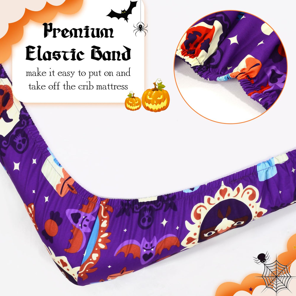 YHITBG Halloween crib sheets bohemian mirrors pattern highlighted in nursery setting