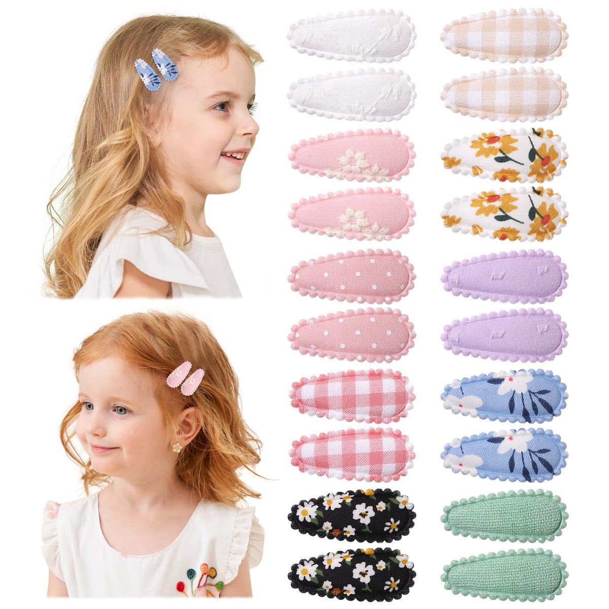 YHXX YLEN 20pcs snap toddler hair clips with flower patterns for cute outfits and secure fit.