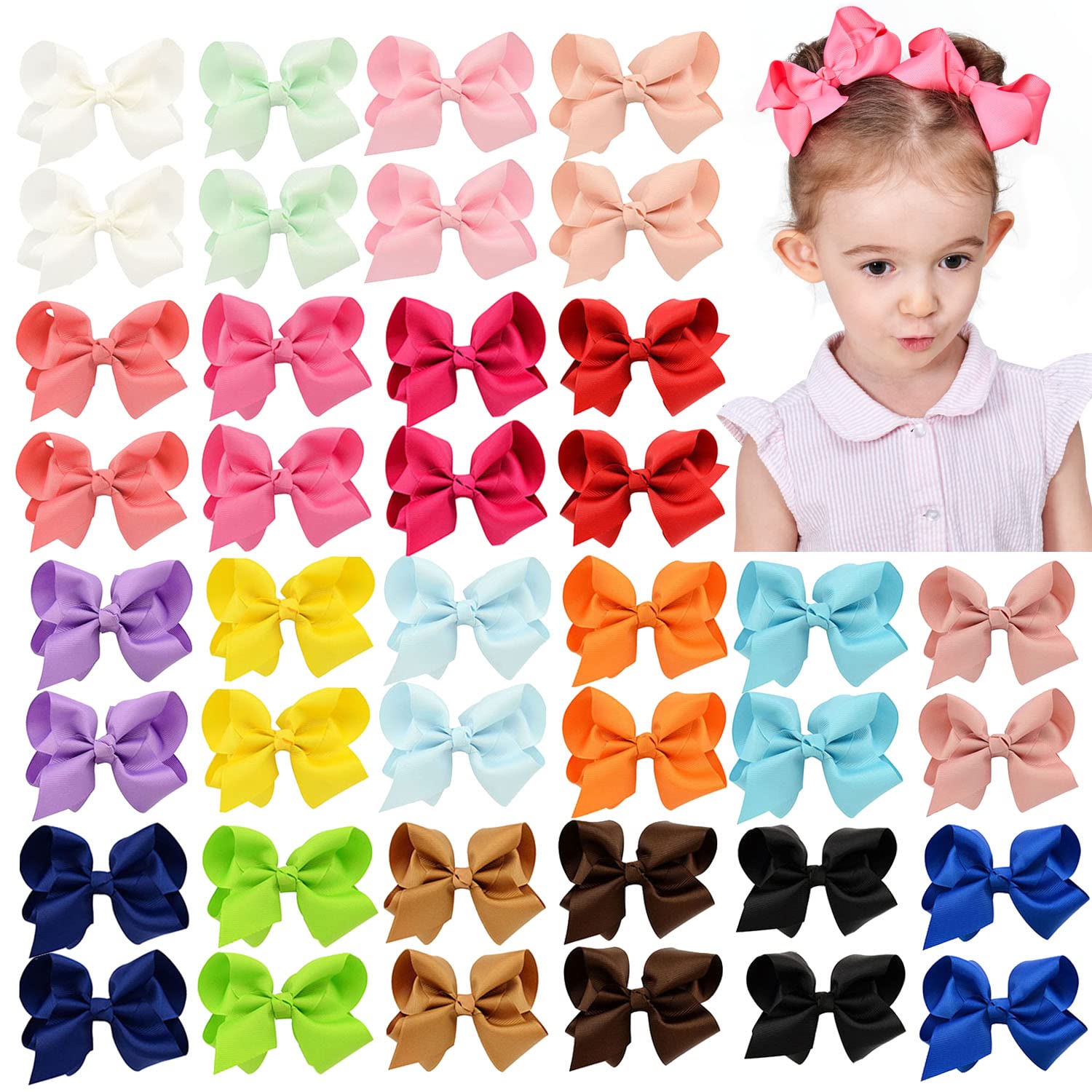 YHXX YLEN 40pcs bows in a colorful set for versatile outfits.