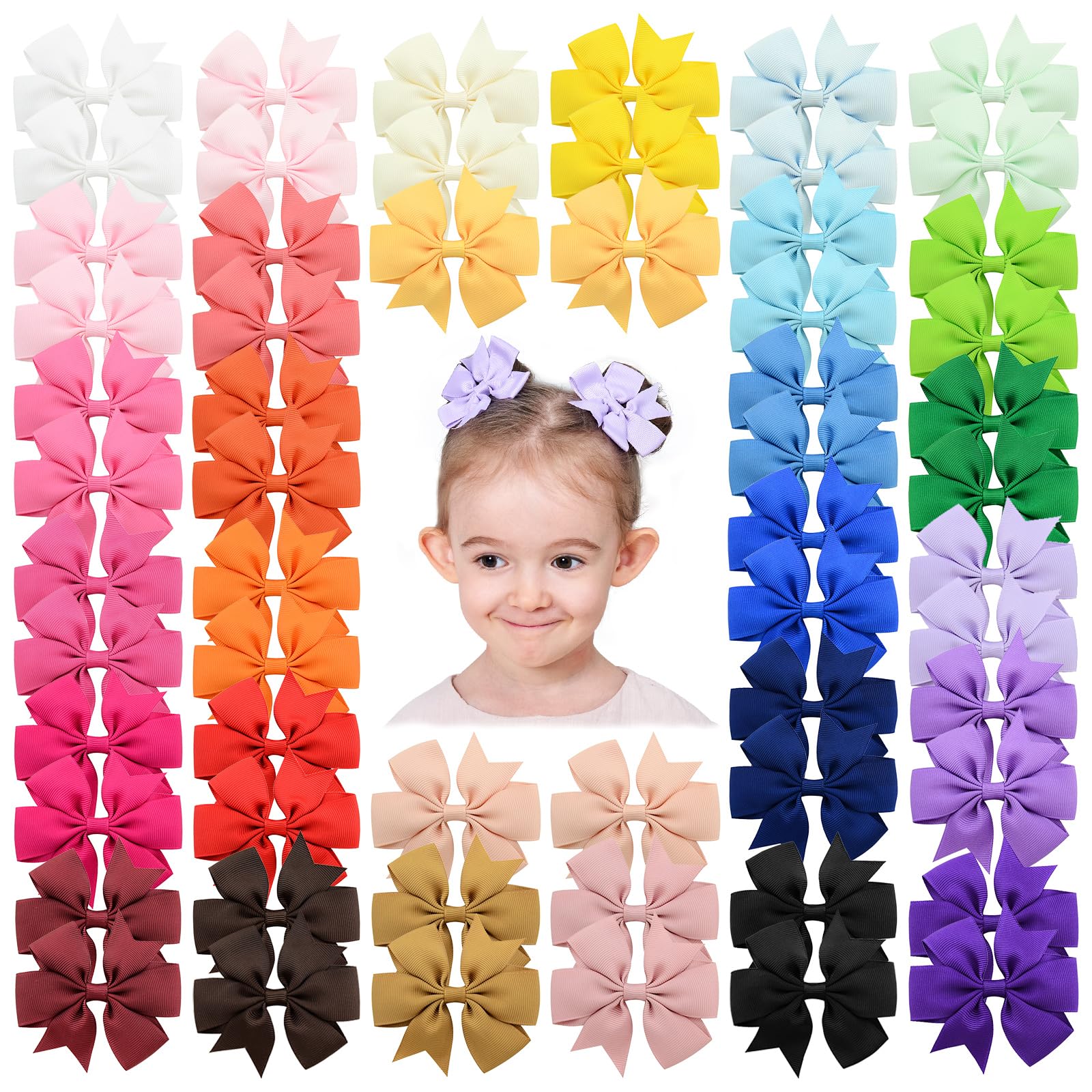 YHXX YLEN 60pcs hair bows close-up shows colorful options for outfits