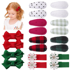 YHXX YLEN Christmas toddler hair clips in red and green for festive outfits.