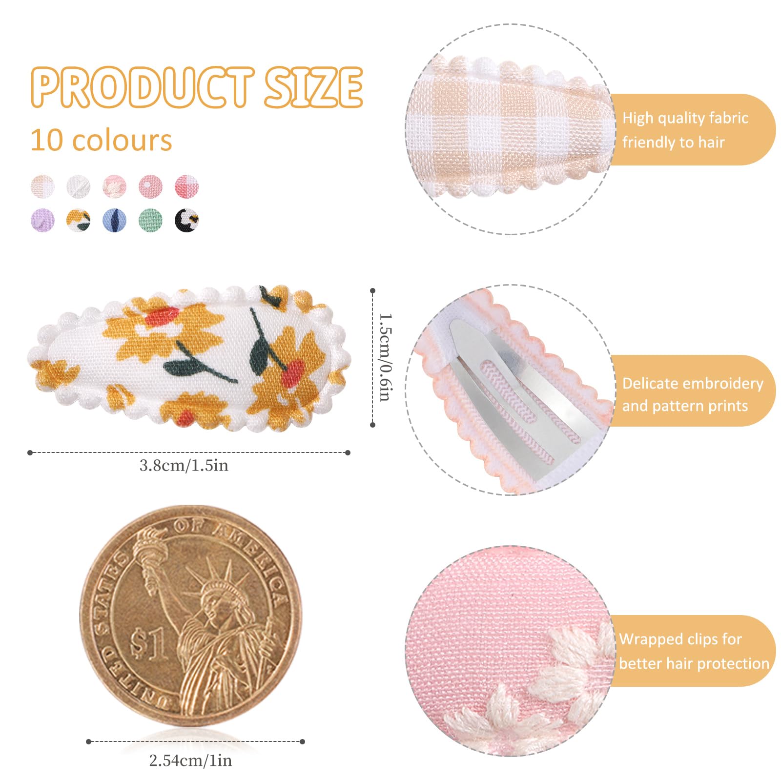 YHXX YLEN toddler hair clip size 1.5 inches for secure grip on various hair textures.
