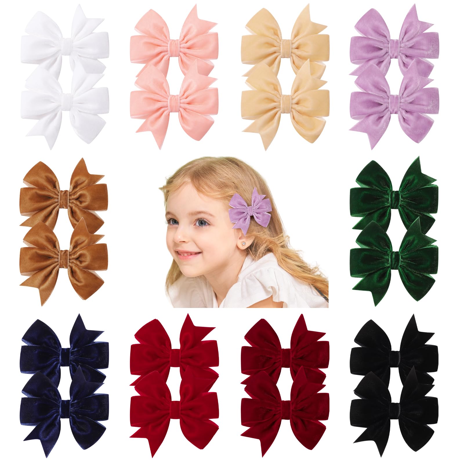 YHXX YLEN velvet hair bows collection with rich textures for festive outfits.