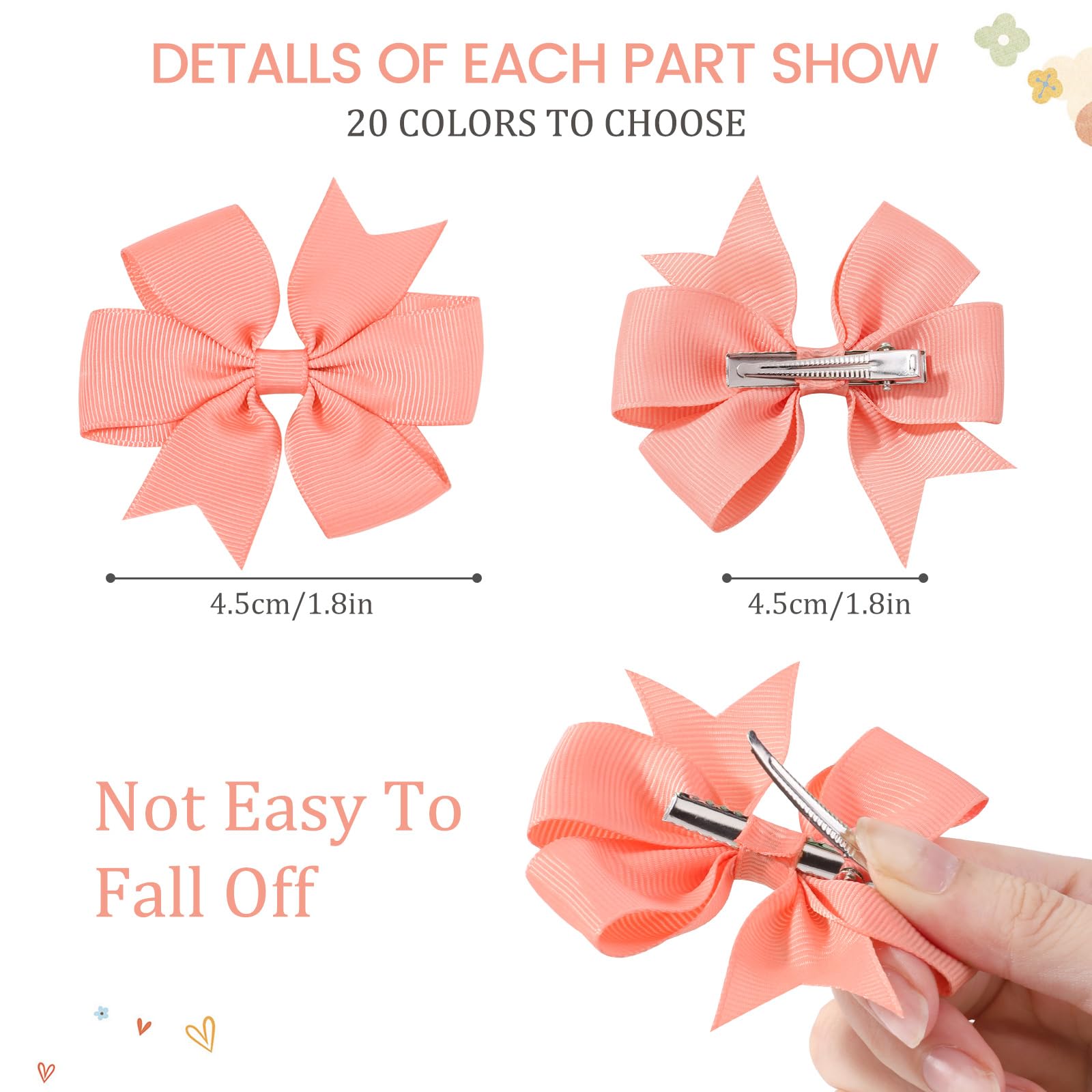 YLEN YHXX 3-inch toddler hair bows showing size and suitability