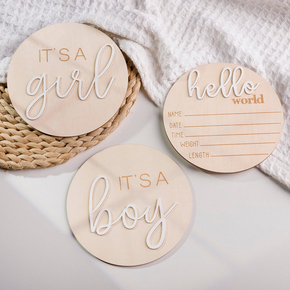 YHOLSDAS 3D letters detail on wooden birth signs