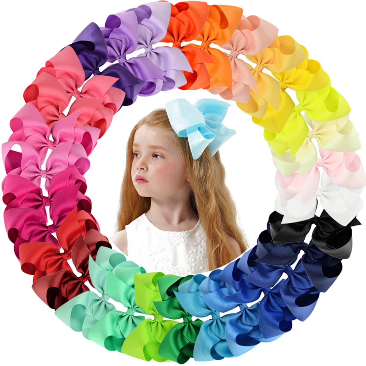 YHXX YLEN 6-inch hair bow on pigtails shows tidy toddler styling.