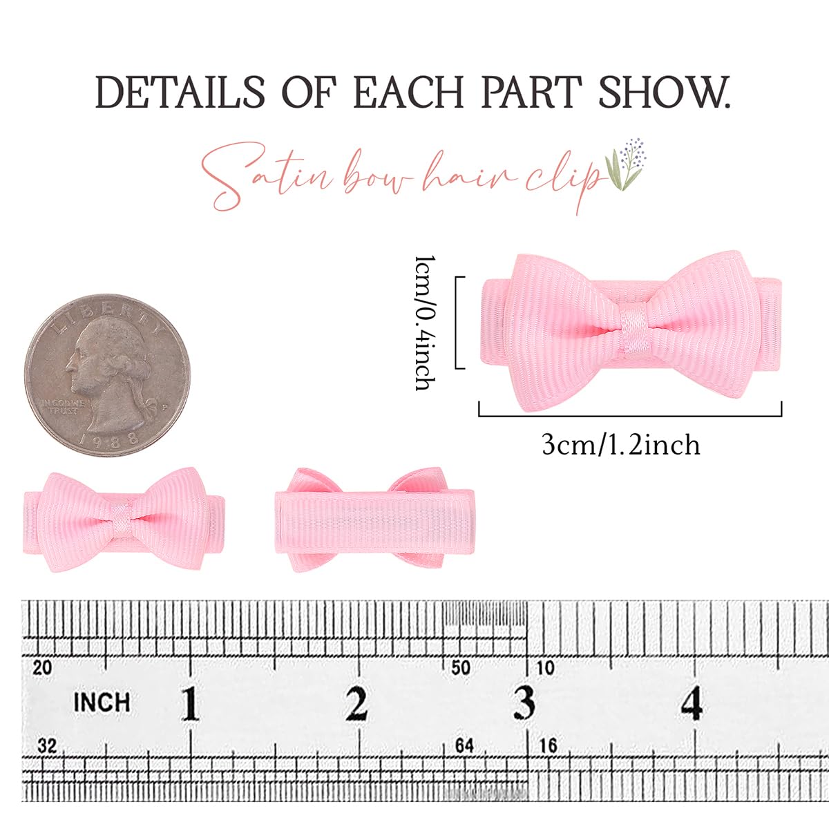 YHXX YLEN 1.2-inch mini bows, lightweight and comfortable for delicate hair