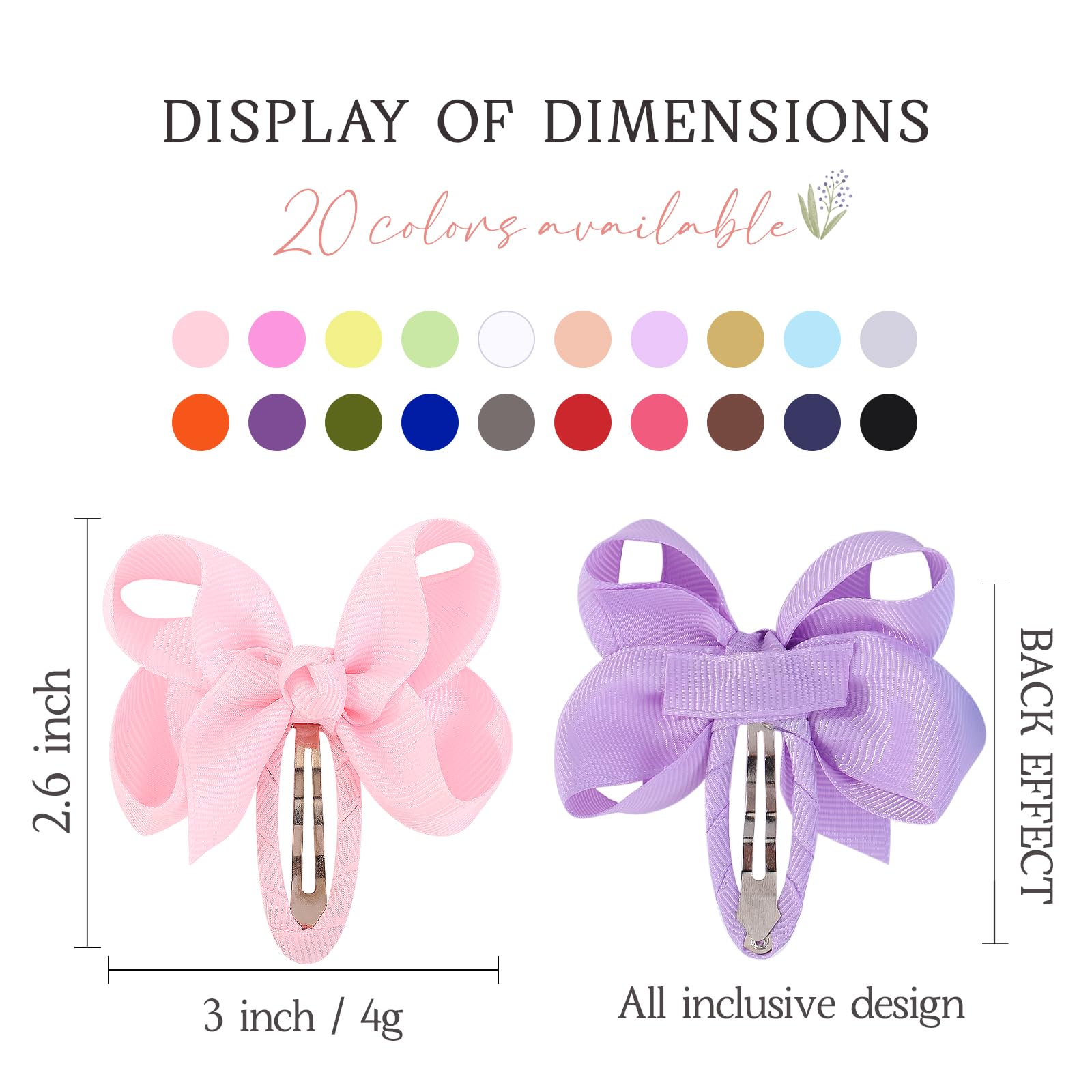 YHXX YLEN 20 pairs of baby bows offer versatile color options for matching outfits.
