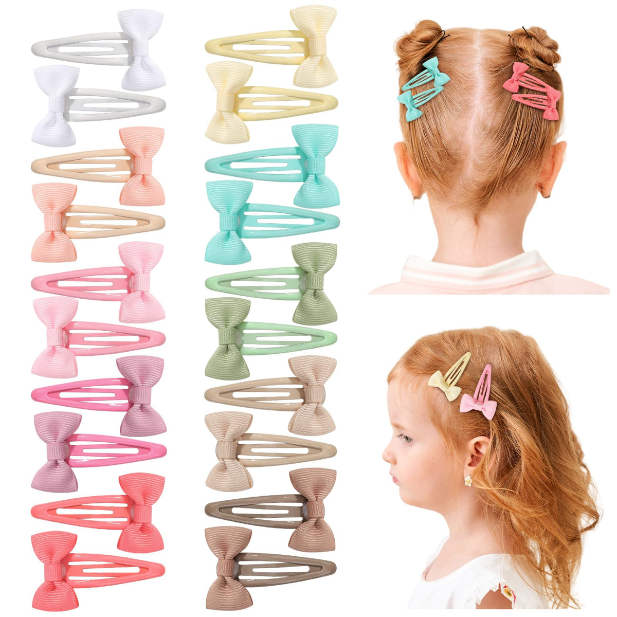 YHXX YLEN 20pcs hair bows clip set in vibrant colors for toddler styling