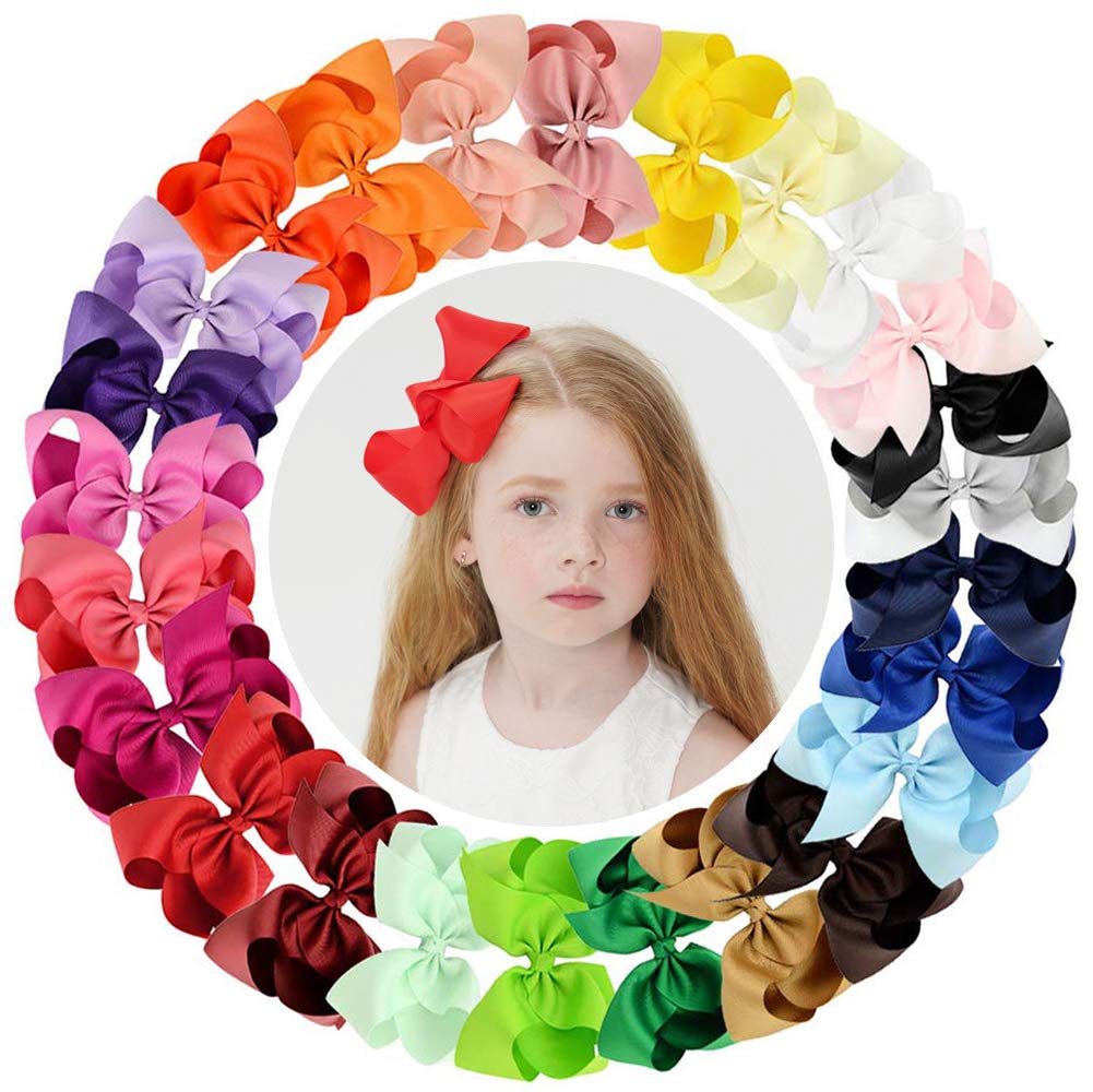 YHXX YLEN 25pcs big 6-inch bows in assorted colors for toddlers and everyday wear