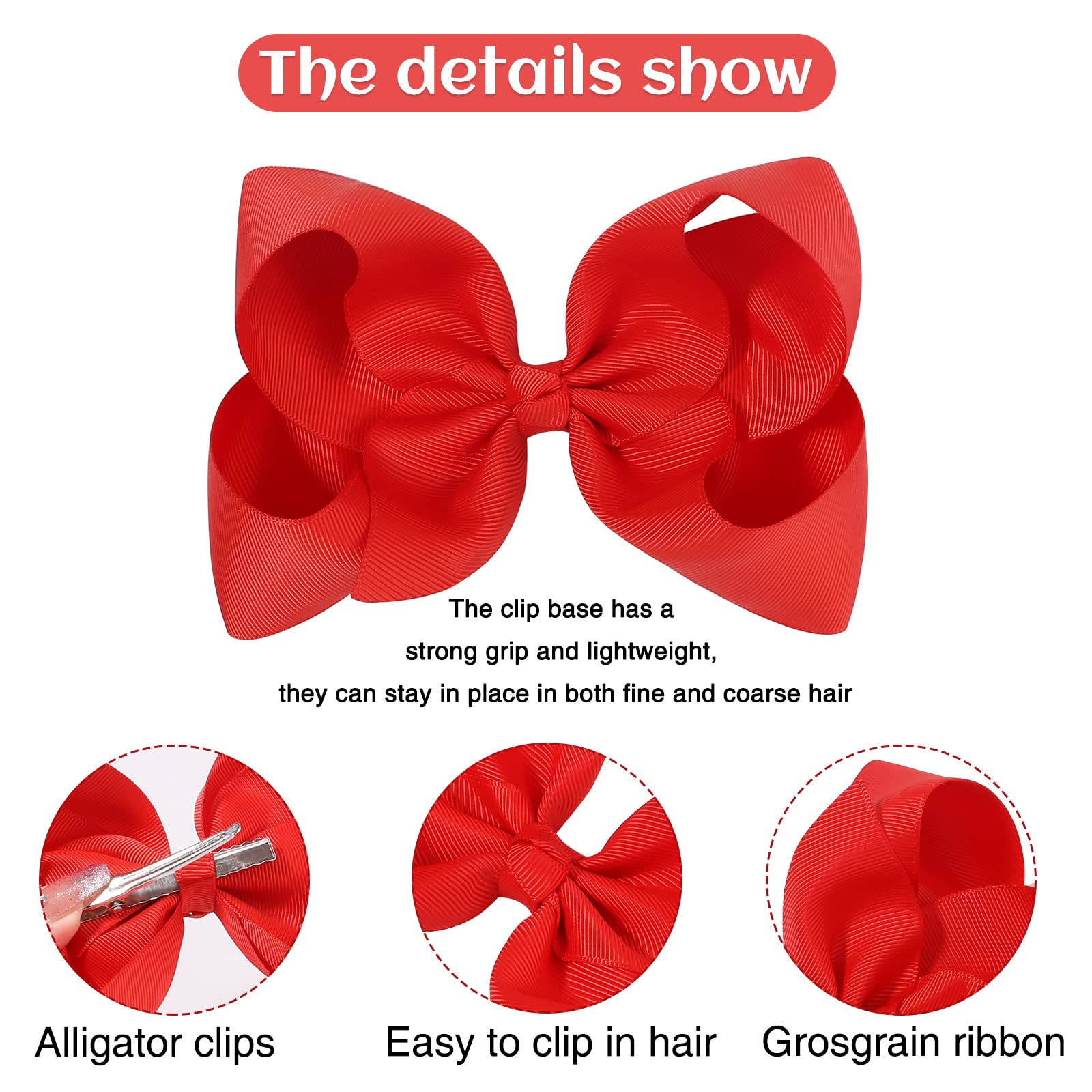 YHXX YLEN 2PCS hair bows on flatlay, versatile red color for multiple looks.