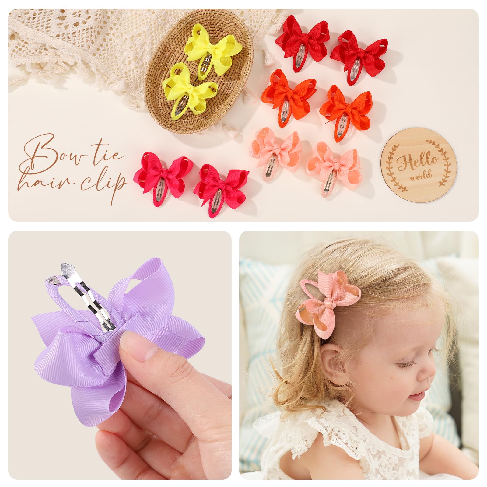 YHXX YLEN 3-inch bow with wrapped clip provides gentle, secure hold.