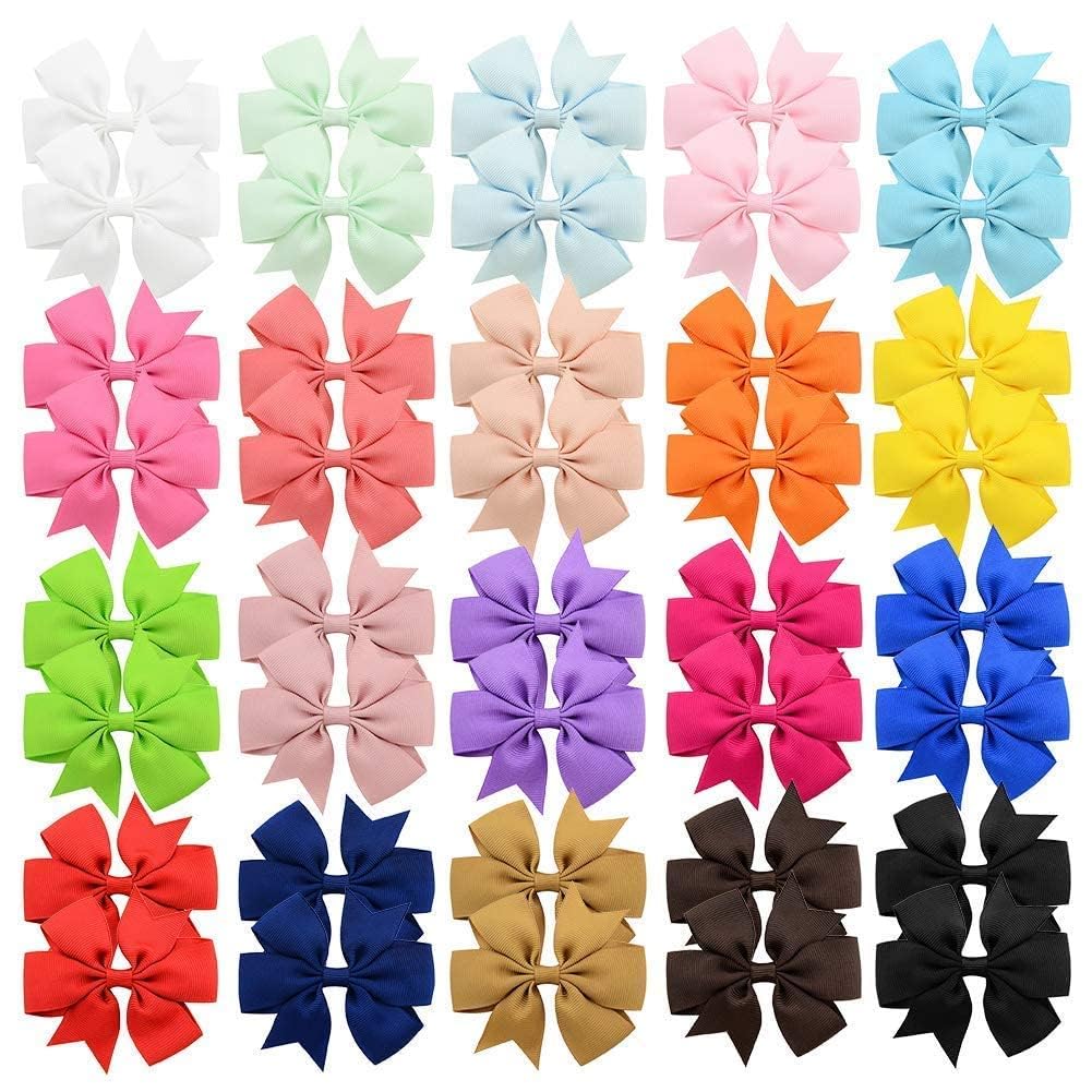 YHXX YLEN 40PCS 3-inch hair bows packaging, colorful options for easy color matching