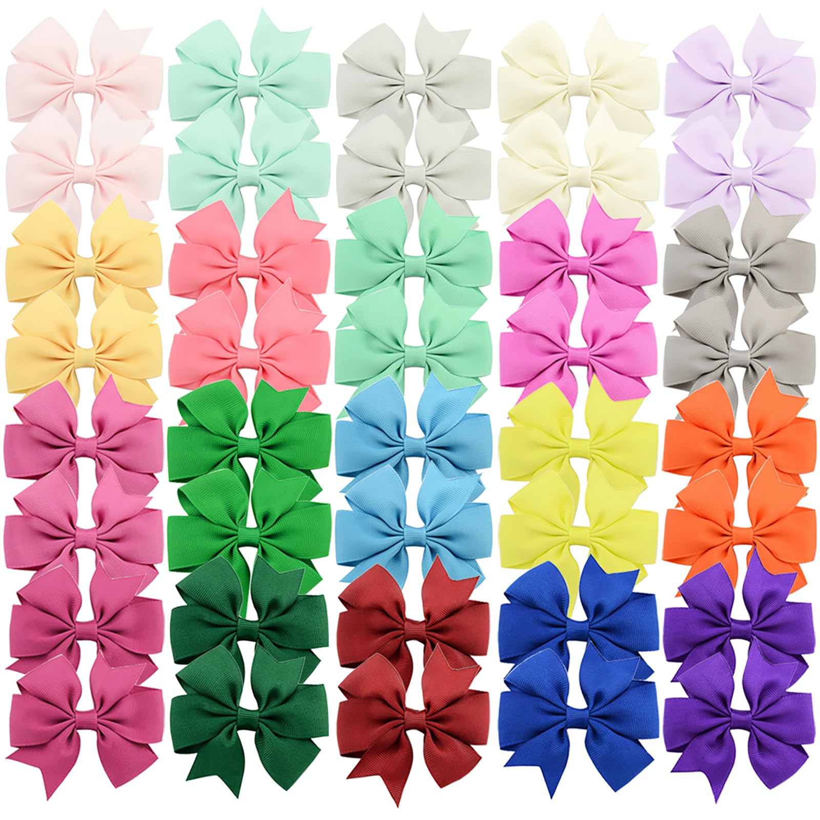 YHXX YLEN 40pcs 3-inch hair bows in colors for versatile outfit matching.